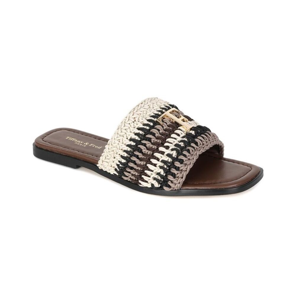 Tiffany & Fred Paris Raffia Sandal, Beige